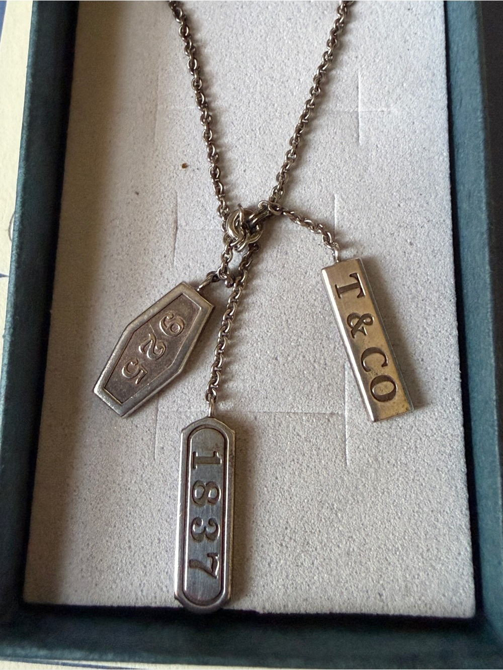 Vintage Tiffany & Co. 1837 Triple Element Sterling Silver Necklace